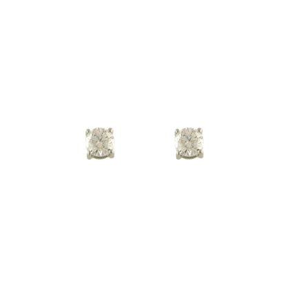 White Gold CZ 4mm Stud Earrings