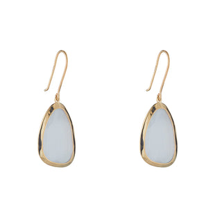 9ct Gold Grey Cat's Eye Drop Earrings