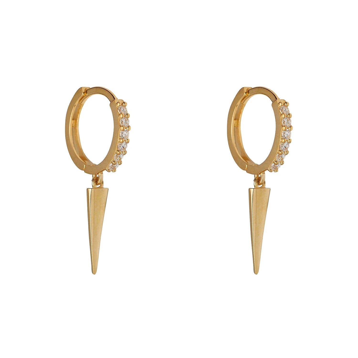 Gold CZ Spike Drop Earring