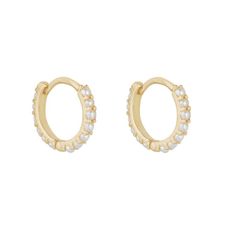9ct Gold Mini Pearl Huggies