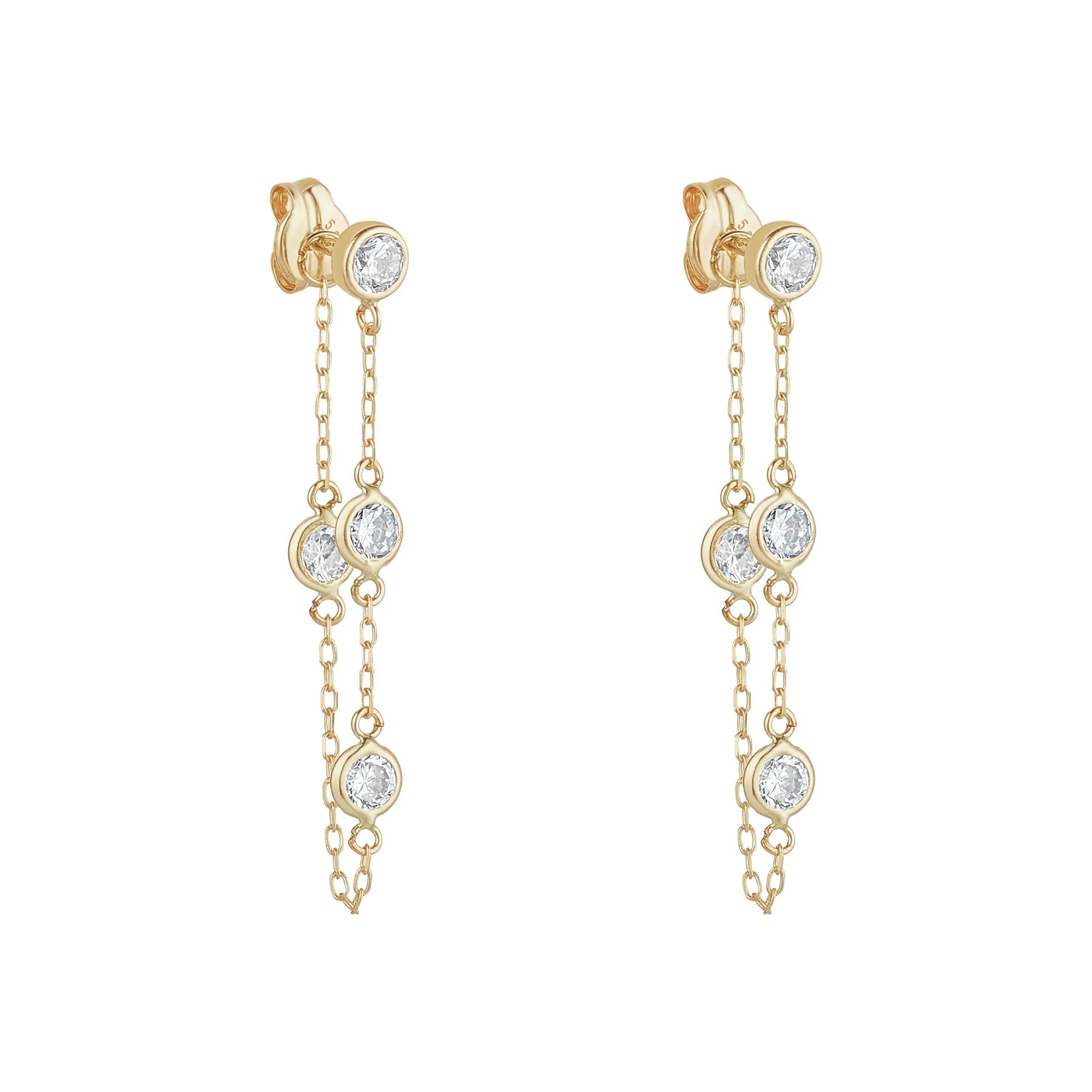 Gold Chain CZ Drop Earring