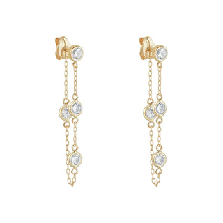 Gold Chain CZ Drop Earring