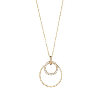 9ct Gold Cz Double Circle Necklace