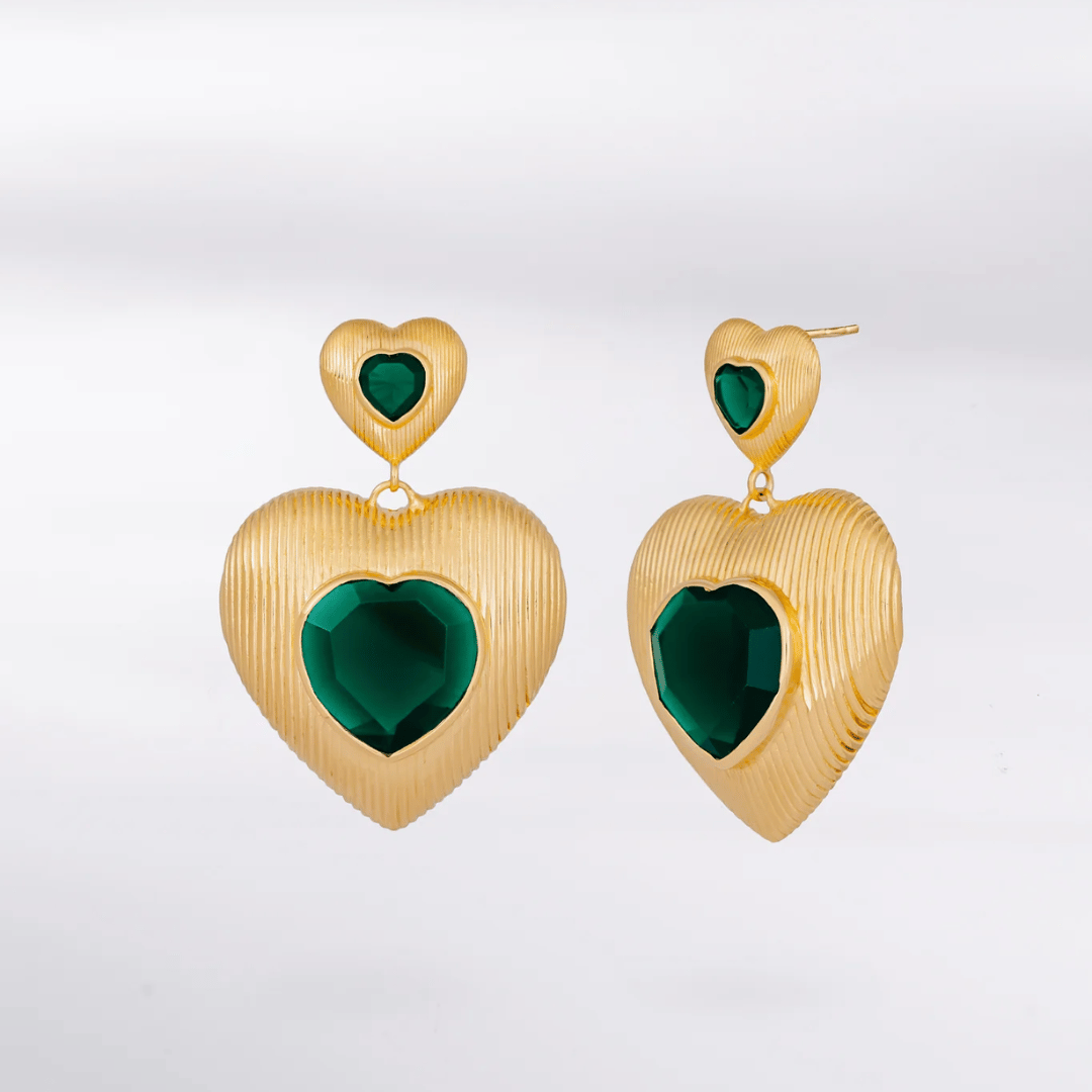 ODL | Heart Drop Emerald Earrings