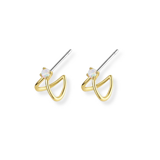 Opalite Solitaire Double Huggies