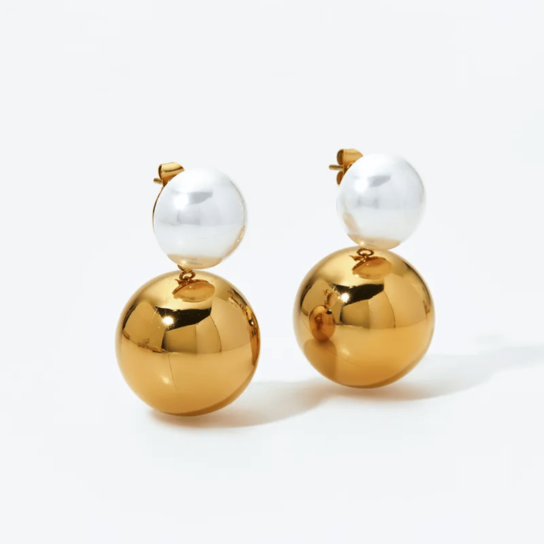 Gold Vintage Pearl Ball Earring