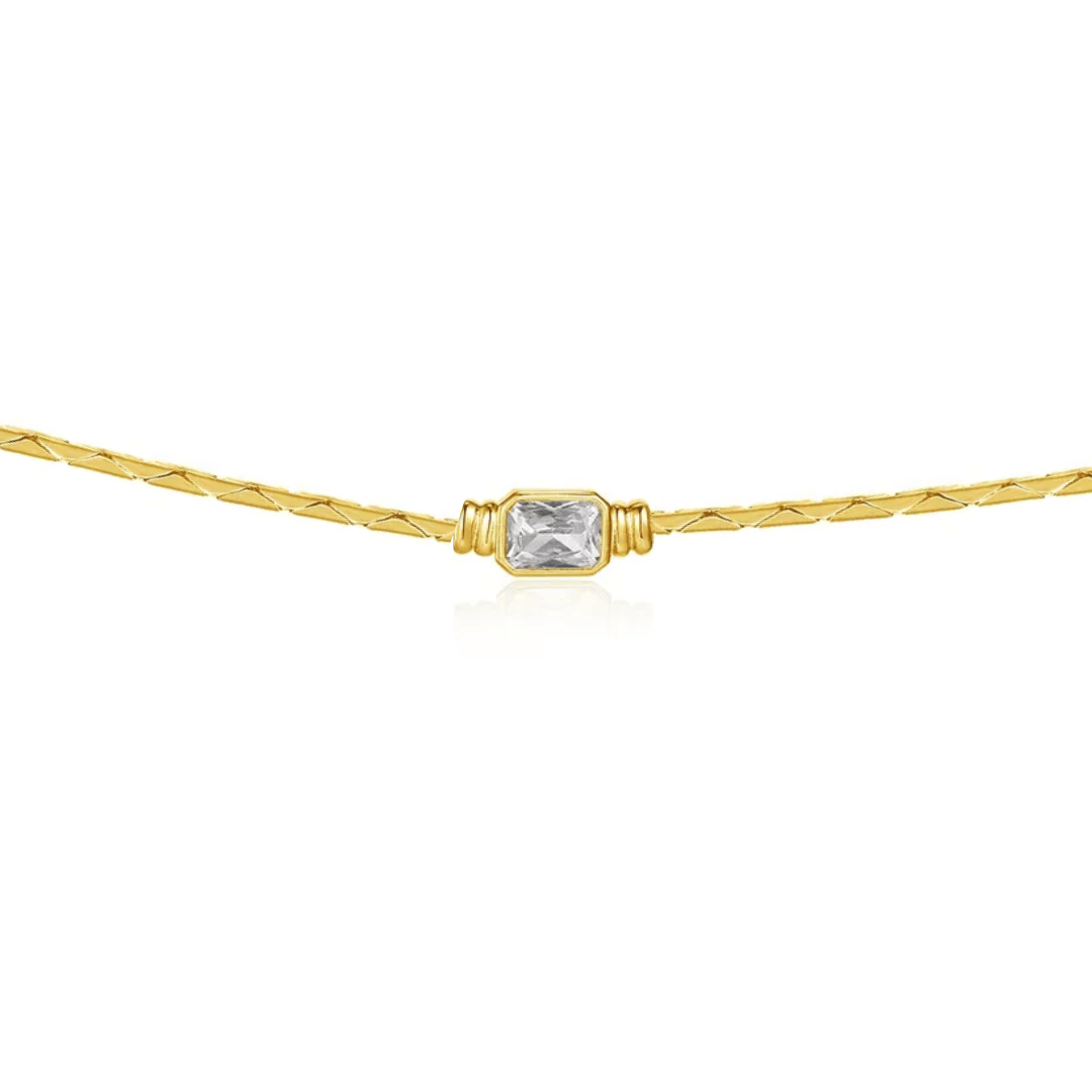 Gold Emerald Cut Bezel Bracelet