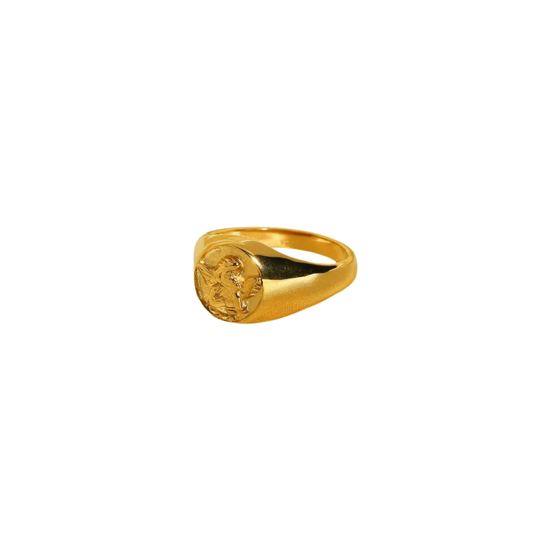 Gold Angel Signet Ring