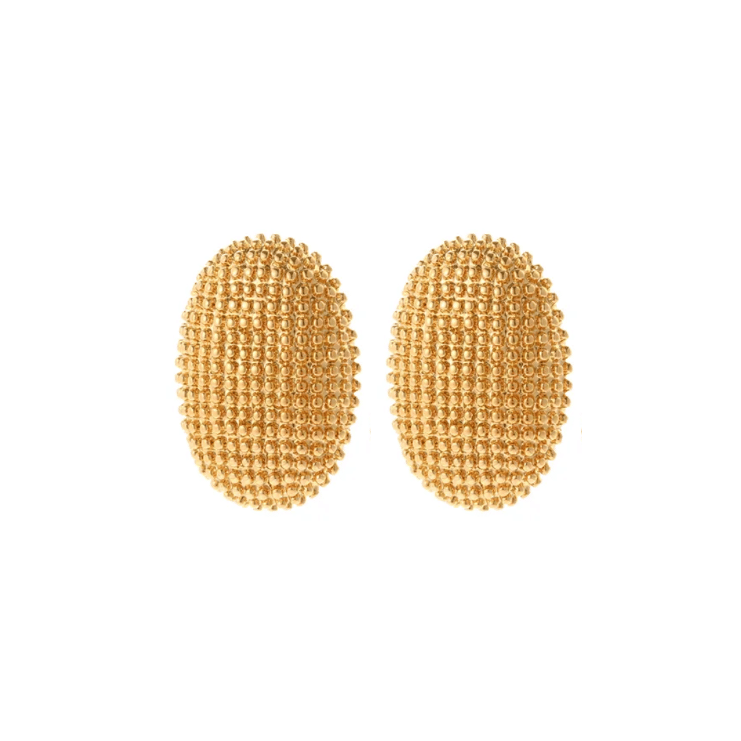 Gold Textured Oval Stud