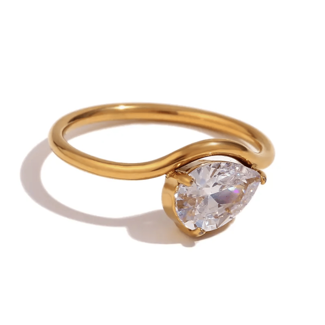 Pear CZ Ring