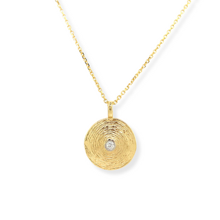 9ct Gold Brushed Swirl Disc Necklace