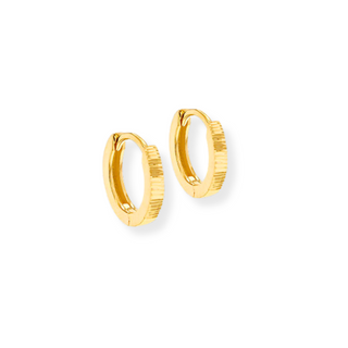 9ct Yellow Gold Diamond Cut Huggie Earrings