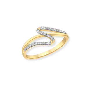 9ct Yellow Gold CZ Wave Ring