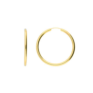 9ct Yellow Gold 25mm Tube Hoop Earrings