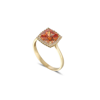 9ct Gold CZ Peach Square Cluster Ring