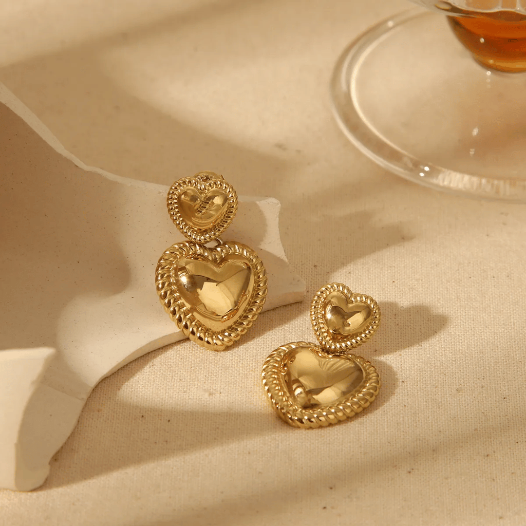 Vintage Heart Drop Earrings