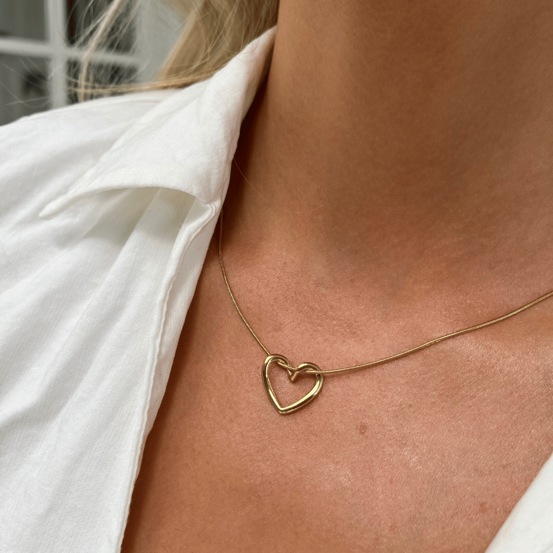 Gold Floating Heart Necklace