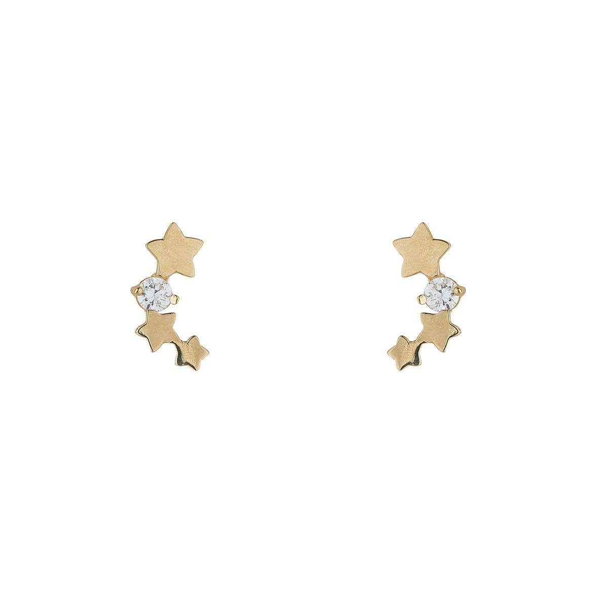 9CT GOLD CZ TRILOGY STAR CLIMBER EARRINGS