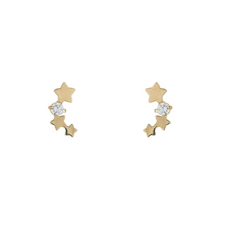 9CT GOLD CZ TRILOGY STAR CLIMBER EARRINGS