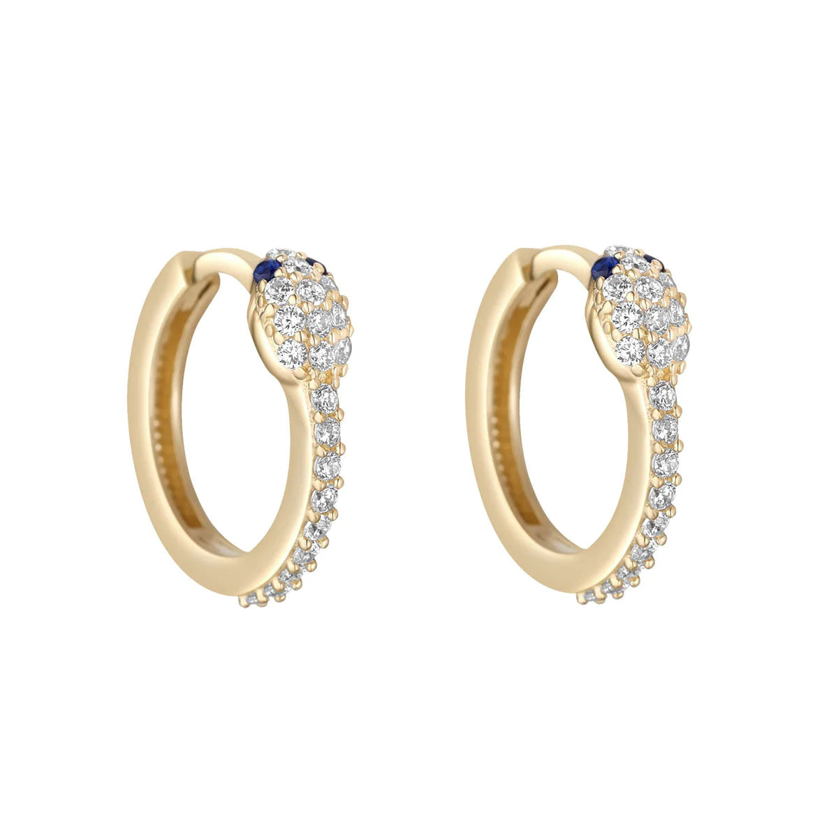 9CT GOLD CZ SNAKE HUGGIE EARRINGS