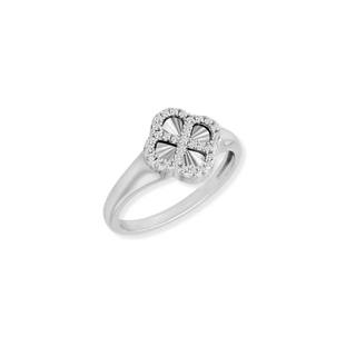 Rainbow Clover and White CZ Ring