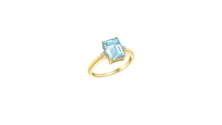 9ct Yellow Gold Blue Topaz Rectangular Ring