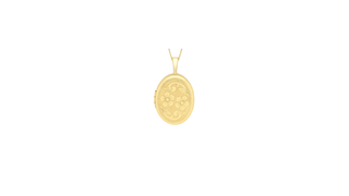 9ct Yellow Gold Etched Flower-Detail Oval Locket Necklace