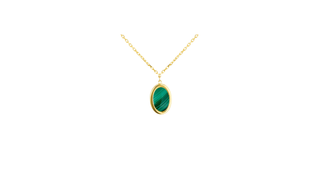 9ct Yellow Gold Oval Malachite Adjustable Necklace