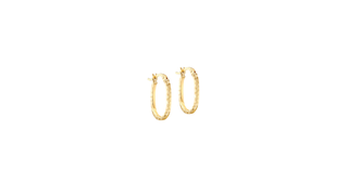 9ct Yellow Gold Diamond Cut Oval Hoop Earring