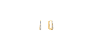 Gold Oval Pavé Huggies