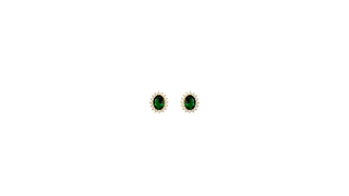 9ct Gold Emerald CZ Halo Earrings