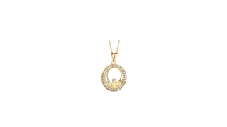 9K Gold Cz Round Claddagh Pendant