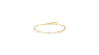 Gold Triangular Cubic Zirconia Station Bracelet
