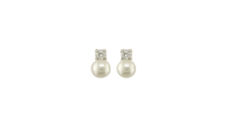 9ct White Gold Cz Pearl Stud Earrings