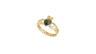 9K Gold Marble Celtic Band Claddagh Ring