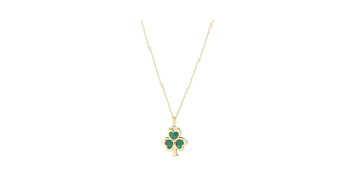 9K Gold Malachite Shamrock Necklace
