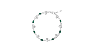 Sterling Silver Green Cz Claddagh Bracelet