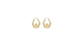 Gold Plated Medium Claddagh Creole Earrings