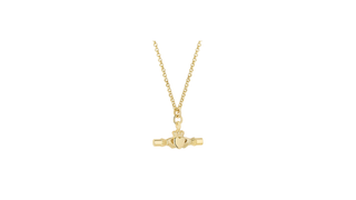 Gold Plated Large Claddagh T-Bar Pendant