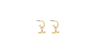 Gold Plated Claddagh T-Bar Hoop Earrings