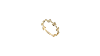 9ct Gold Diamond Leaf Band Ring