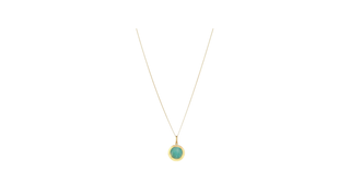 9ct Gold Turquoise Circle Pendant Necklace