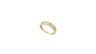 9ct Gold Cz Triple Linned Band Ring