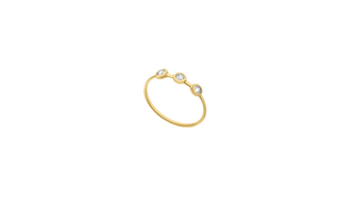 9ct Gold Three Cz Rubover Ring