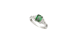Silver Green Cz Trinity Knot Ring