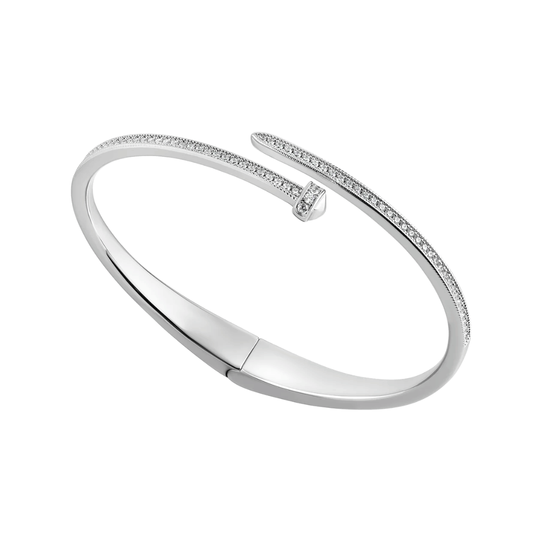 Silver CZ Nail Bangle