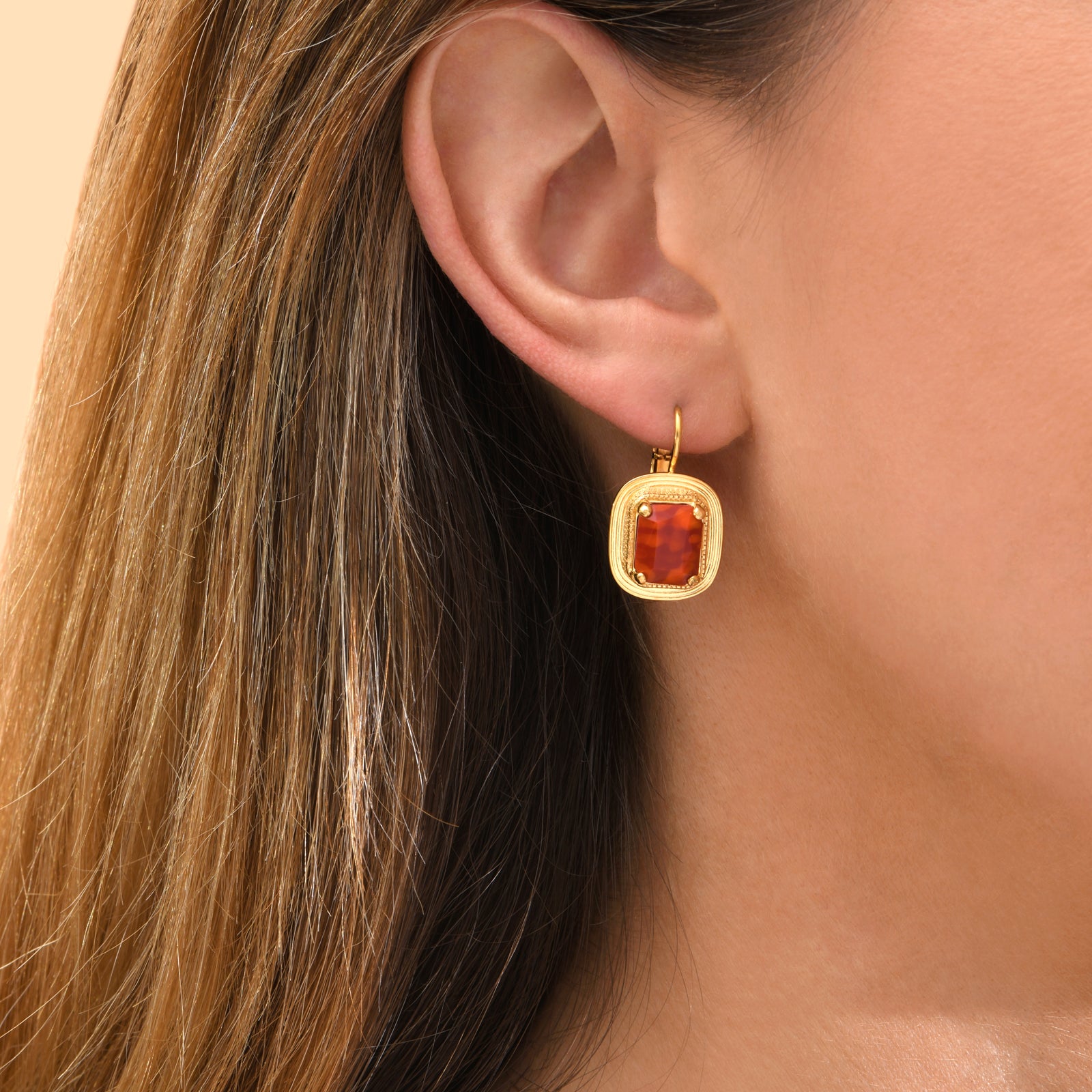 Art Deco style earrings in red