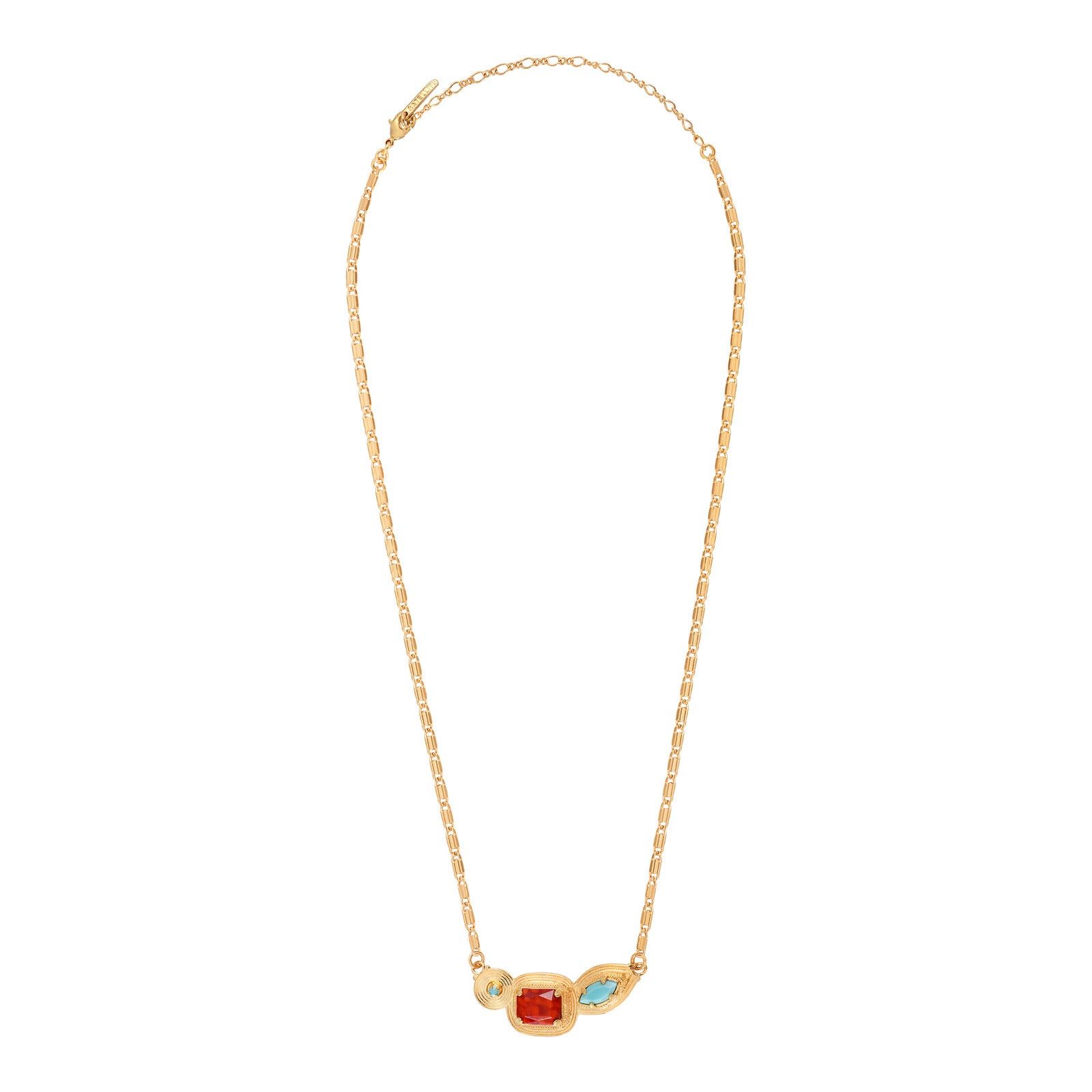 Three shape stone necklace in red