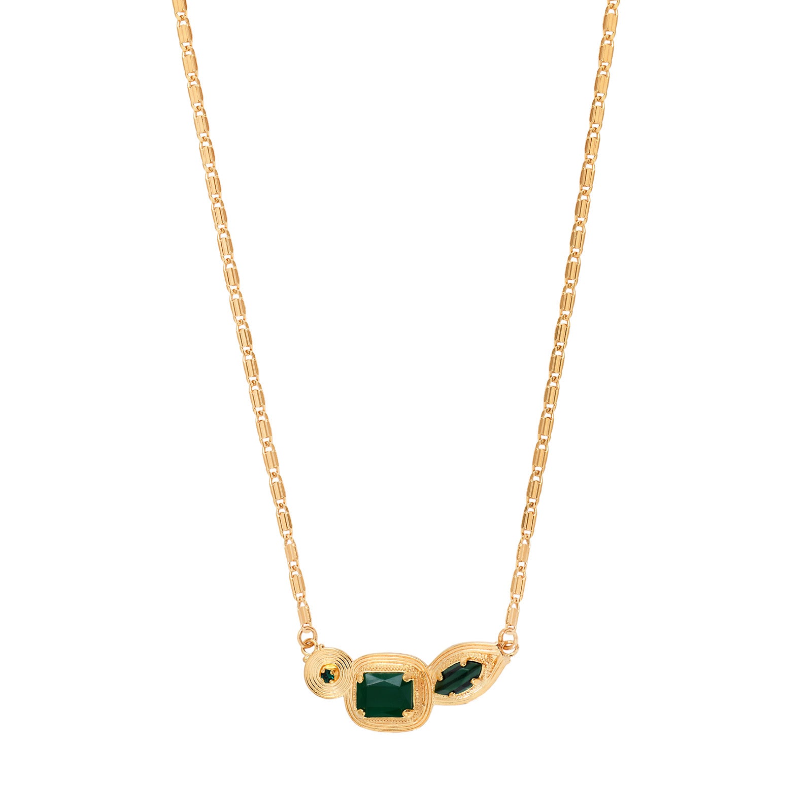 Three shape stone necklace in green