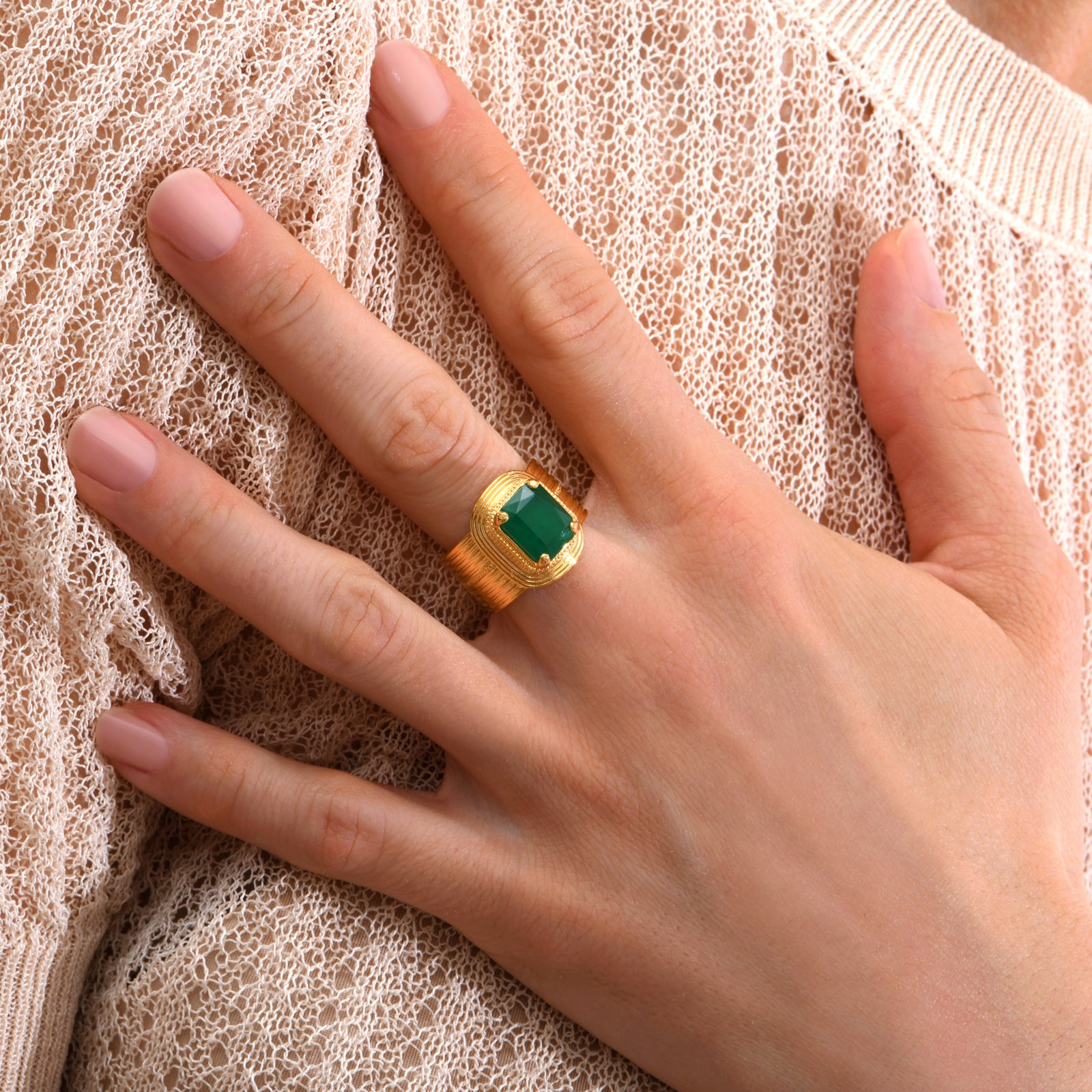 Art Deco style ring in green
